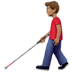 👨🏽‍🦯 man with white cane: medium skin tone display on Apple